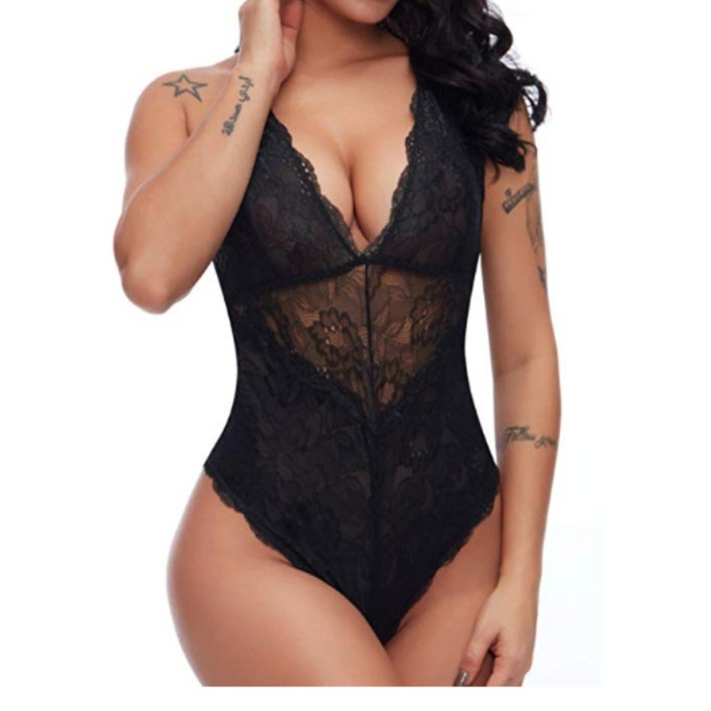 One Piece Teddy Lace Cups Snap Crotch Bodysuit